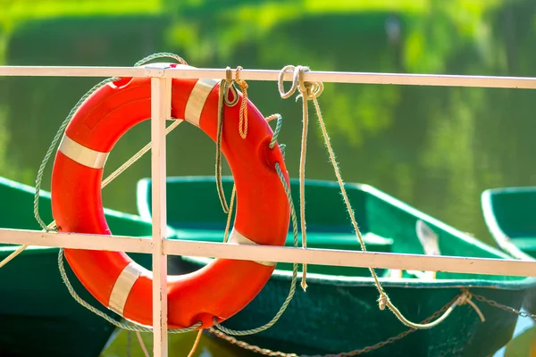 公園の湖の近くの救命浮輪 — ストック写真