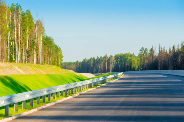 Uma nova estrada é colocada na floresta — Fotografia de Stock