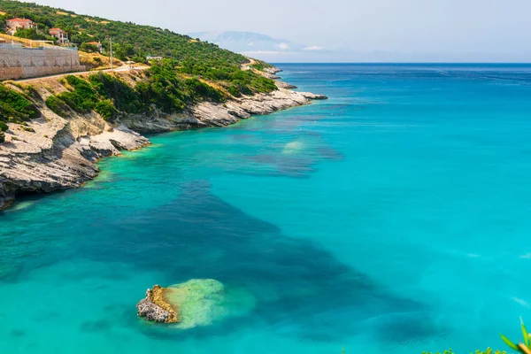 Costa Rocciosa Dell Isola Greca Vista Mare Paesaggio Greco — Foto Stock