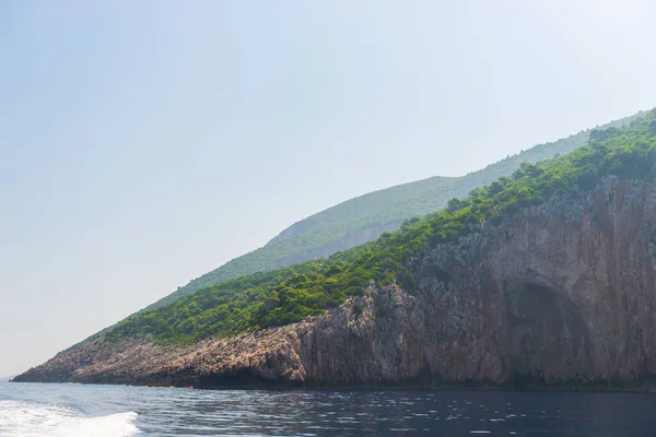 Costa Rocciosa Dell Isola Greca Vista Mare Paesaggio Vista Greca — Foto Stock