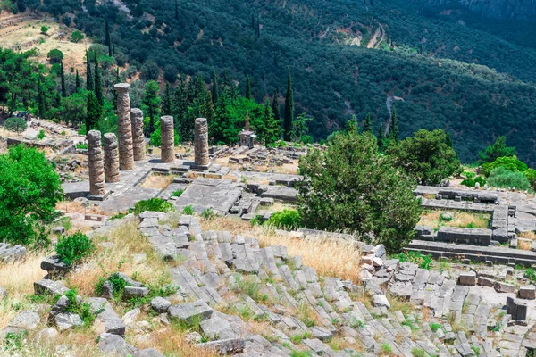 Руїни Стародавніх Грецьких Храм Аполлона Delphi Греція — стокове фото