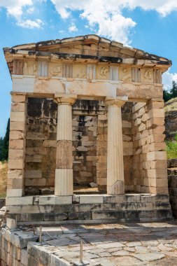 Ruins of an ancient greek temple at Delphi, Greece