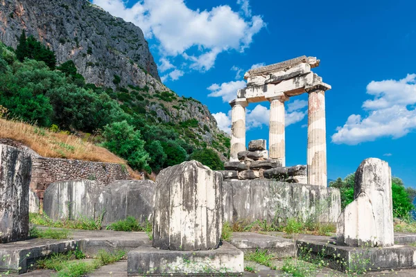 Rovine Antico Tempio Greco Atena Delfi Grecia — Foto Stock