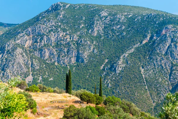 Paesaggio Montano Veduta Una Montagna Verde Una Giornata Soleggiata Primaverile — Foto Stock