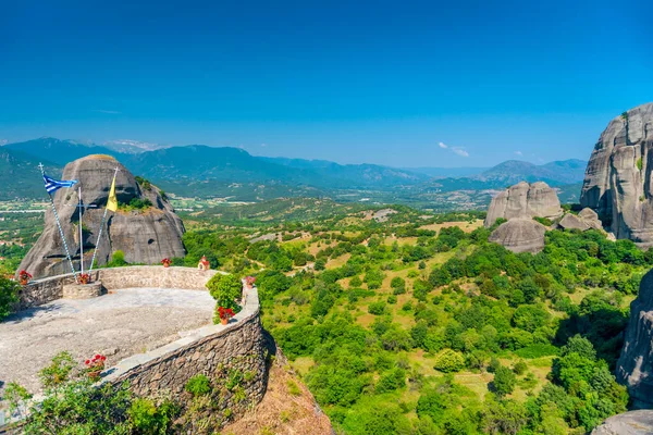 Hermoso Complejo Monasterios Meteora Construido Sobre Rocas Tesalia Grecia —  Fotos de Stock