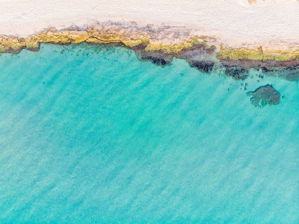 Top View Turquoise Sea Sandy Beach — Foto Stock