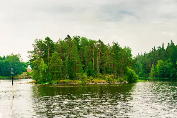 Lago Karelia Norte Naturaleza Salvaje Rusa Bosque Creciendo Las Piedras —  Fotos de Stock