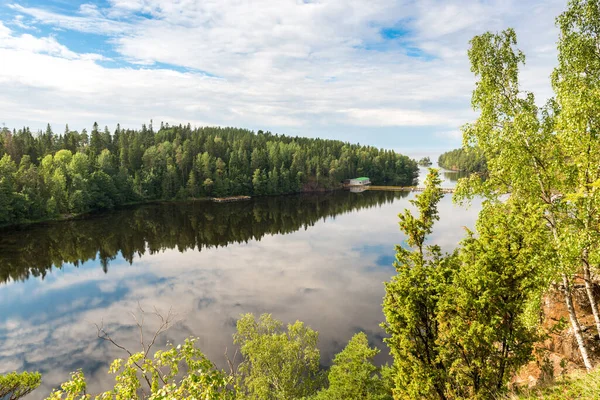 Beautiful Forest Lake Russia Panoramic View Beautiful Lake Landscape — Stock fotografie