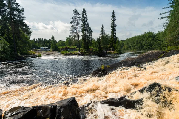 Wodospad Ruskeala Wspaniały Park Naturalny Północnej Rosji Republika Karelii Niedaleko — Zdjęcie stockowe