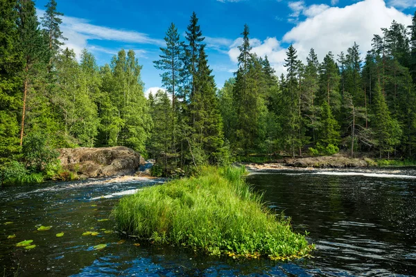 Водоспад Раскеала Чудовий Природний Парк Півночі Росії Республіка Карелія Неподалік — стокове фото