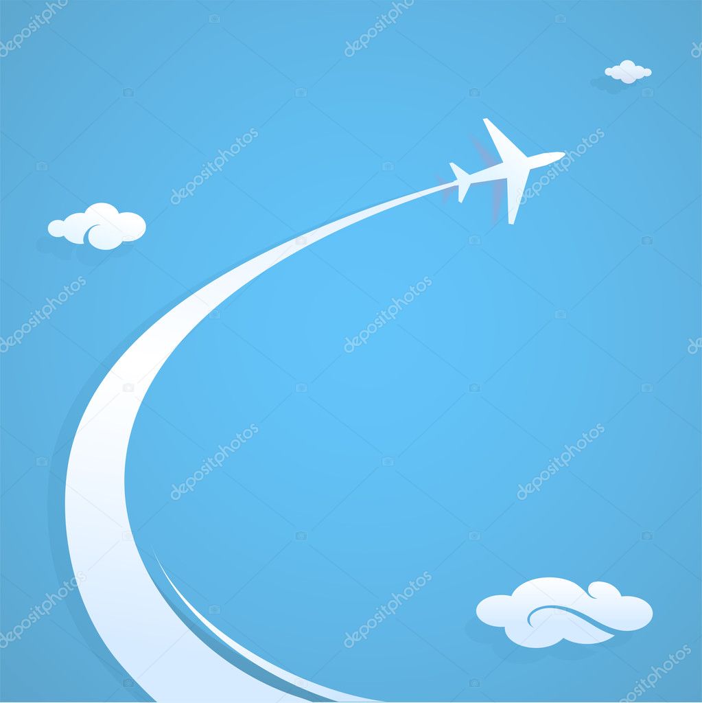 Plane trail graphic design illustration with copy space