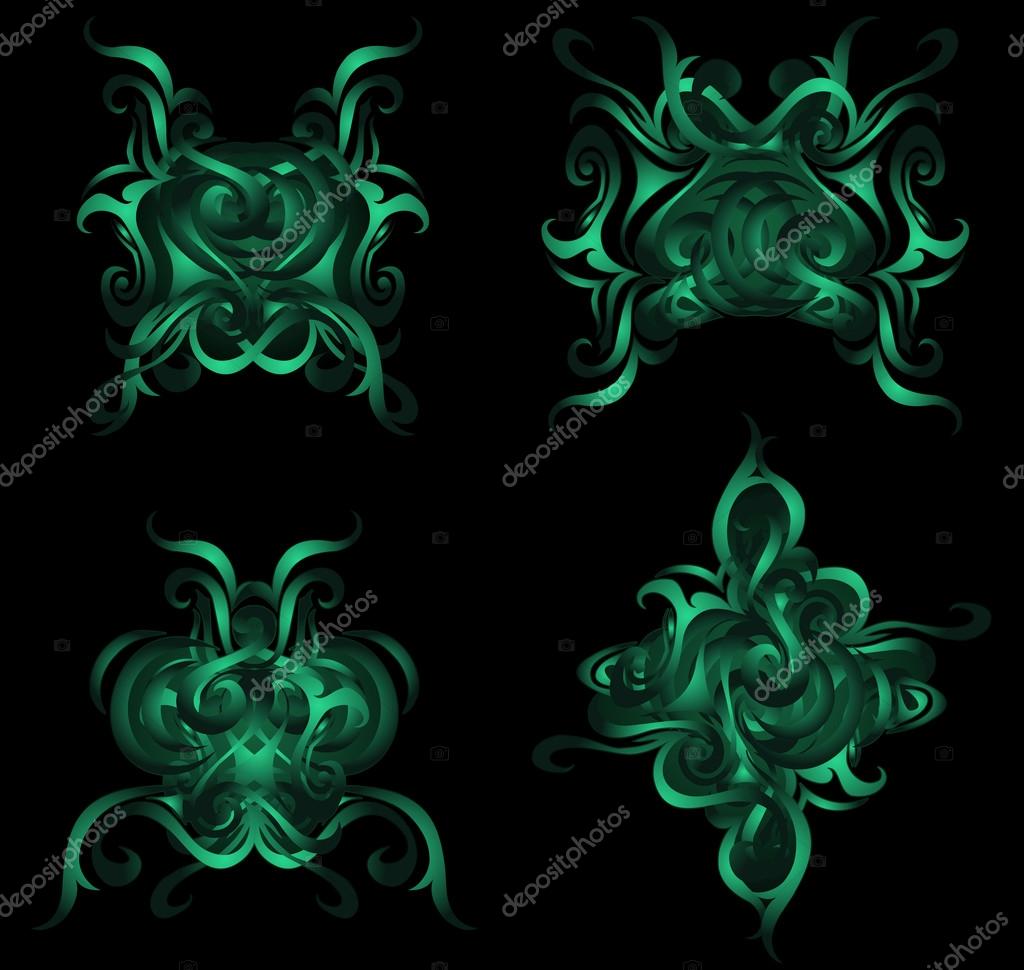 Abstract green tribal tattoos set Stock Vector by ©akv_lv 36603407