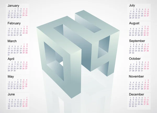 Calendario per l'anno 2014 — Vettoriale Stock