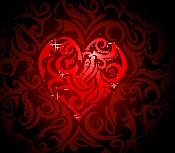 Forme de coeur dans le style de l'art tribal — Image vectorielle