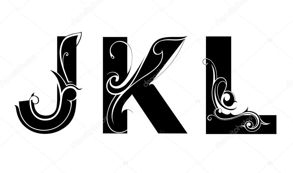 Decorative letter shapes. Isolated set