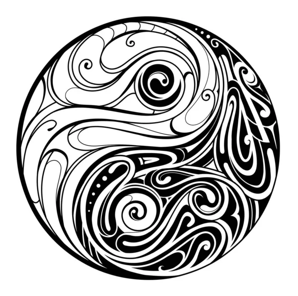 Yin Yang tattoo style — ストックベクタ