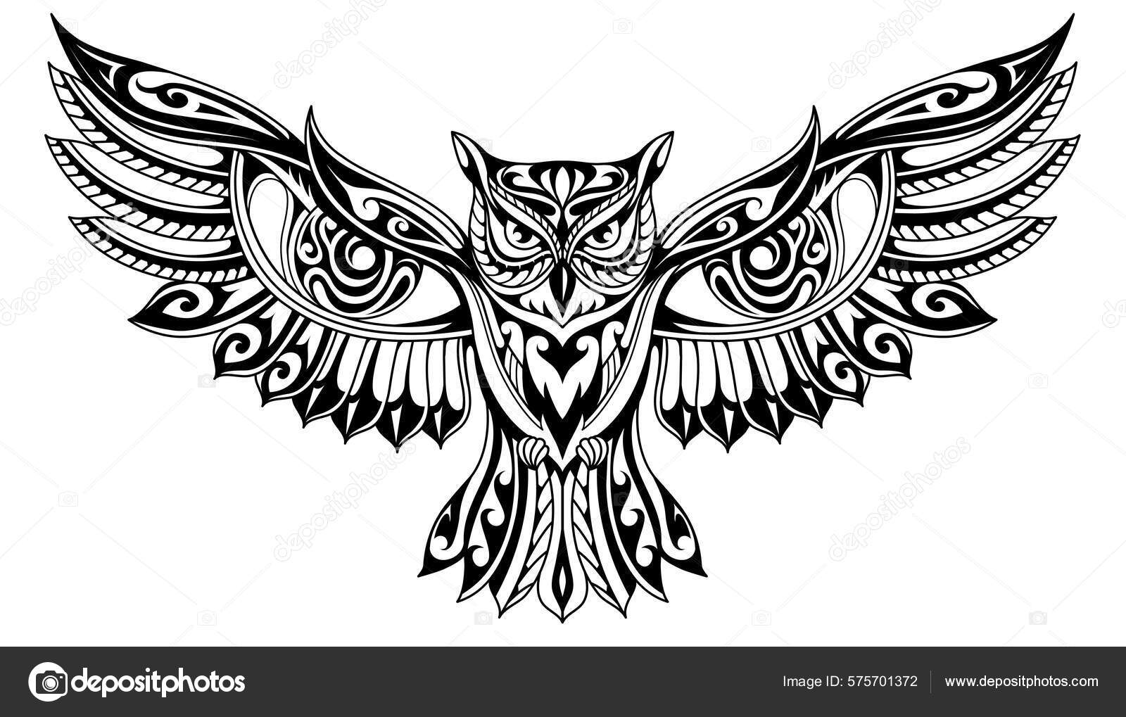 Tatuagem Coruja Criativa Com Olhos Escondidos Vetor de ©akv_lv 575701372, image size:1600x1019