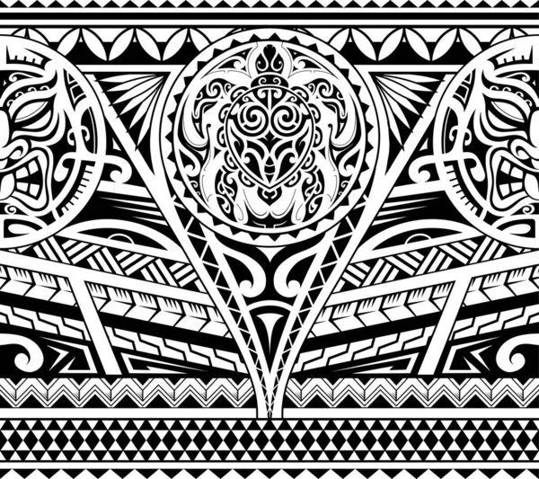 マオリ族風に亀と面で部族の腕章のデザイン — ストックベクタ