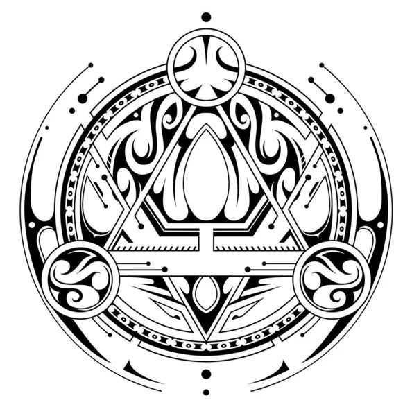 Symbole Mystique Avec Éléments Géométriques Bon Pour Conception Jeu — Image vectorielle