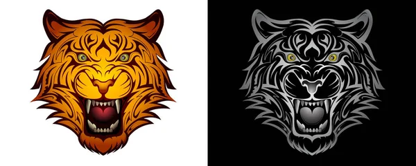 Cabeza Tigre Decorativa Estilo Tribal Bueno Para Diseño Impresión Forma — Archivo Imágenes Vectoriales