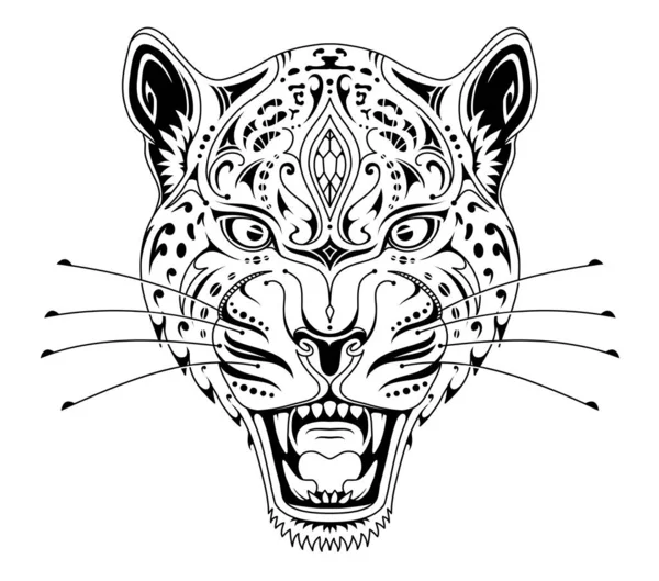 Tête Jaguar Rugissante Bon Pour Conception Tatouage Les Impressions Shirt — Image vectorielle