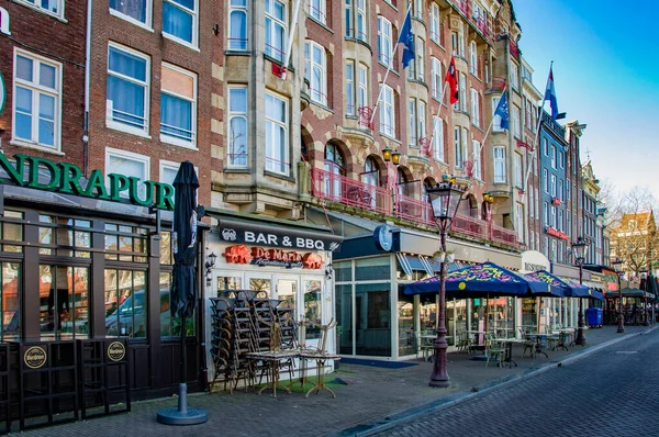 Amsterdam Netherlands Mart 2022 Rembrandt Meydanı Şehir Merkezindeki Otel Kafeler — Stok fotoğraf