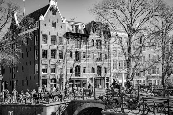 Amsterdam Hollandia Március 2022 Gyönyörű Kilátás Nyílik Városra Chanel Hagyományos — Stock Fotó