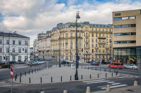 Varování Polsko March 2022 Panoramatický Výhled Centra Města Obchody Kolem — Stock fotografie