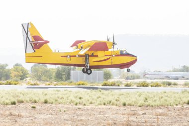 Amfibi uçaklar ya da deniz uçakları bir kara üssüne iniyor.