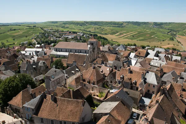 Vinhedos e Cidade de Sancerre — Fotografia de Stock