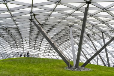 Moscow, Russia - September 2019: The roof on top of the concert hall Zaryadye in Moscow, Russia.