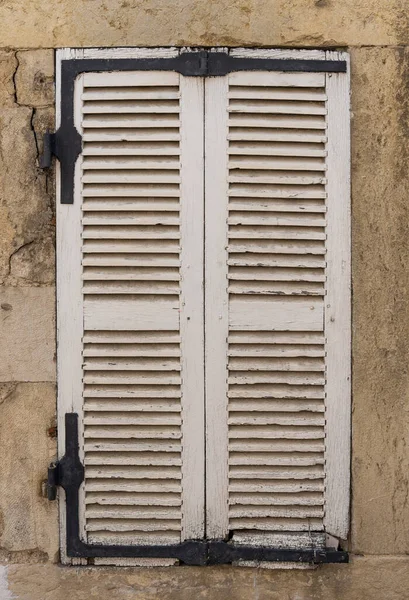 Closed White Shutters House France — Foto Stock