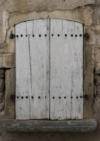 Persianas Blancas Cerradas Una Casa Francia —  Fotos de Stock