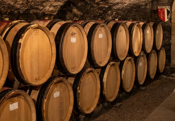 Monthelie France June 2020 Wine Barrels Cellar Domaine Boussy Monthalie — Stock Photo, Image
