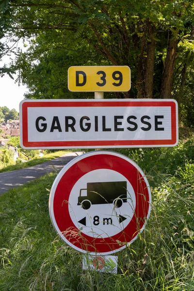 Gargilesse Dampierre Франція Червня 2022 Дорожній Знак Невеликого Села Gargilesse — стокове фото