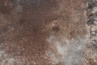 Arka plan için paslı metal dokusu. Grunge paslı turuncu, kahverengi, çelik, arka plan desenli panorama. 