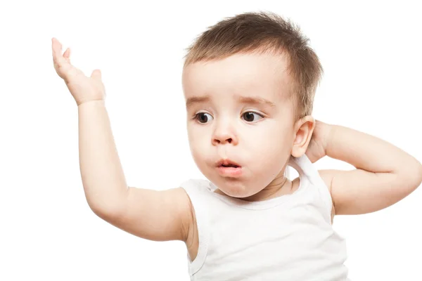 Petit enfant mangeant des aliments sains fruits — Photo