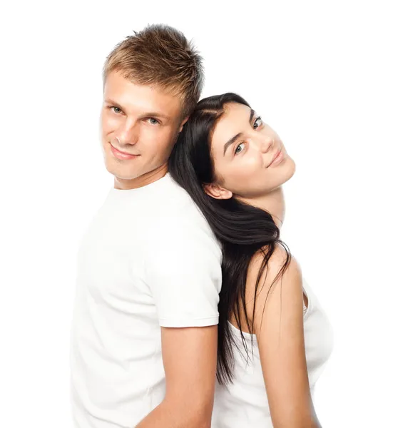 Happy young couple in casual clothing — Stock Photo, Image