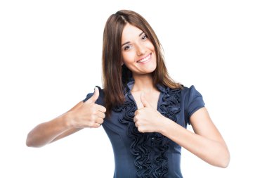 genç iş kadını thumps up ile