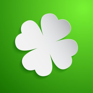 Paper clover icon on green background. Vector illustration clipart