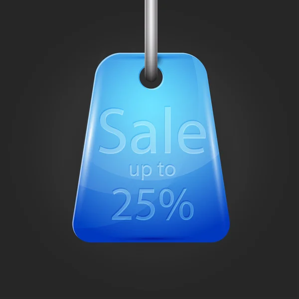 Blauer glänzender Verkaufsetikett. Vektorillustration — Stockvektor