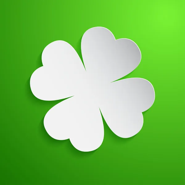 Icône de trèfle en papier sur fond vert. Illustration vectorielle — Image vectorielle