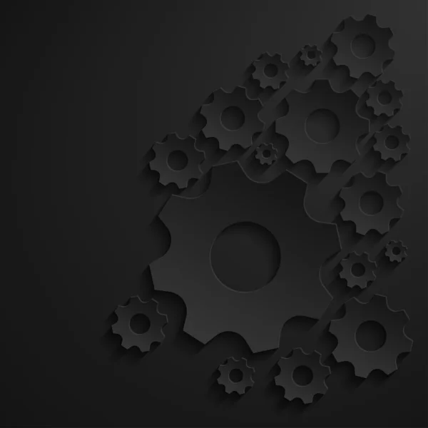 Paper gears on dark background. Vector illustration — Stock Vector