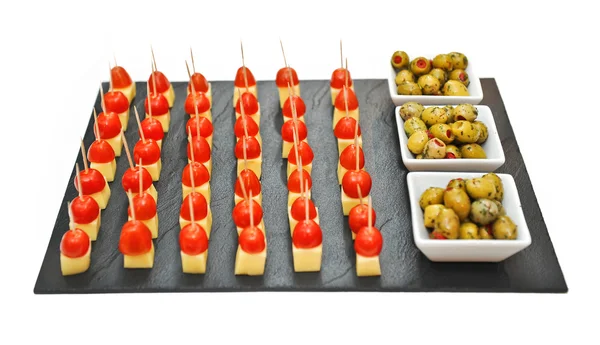Assorted savoury snacks on festive table .Holiday Appetizers — Stock Photo, Image