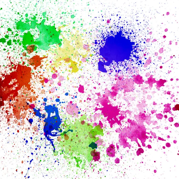 Splashes of colorful ink on white background.Abstract colorful splash watercolor art hand paint on white background — Stock Photo, Image