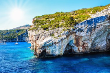 zakynthos Adası mavi mağara, zakynthos Adası (Yunanistan berrak suları ile Yunanistan bizimkisi mağaralar)