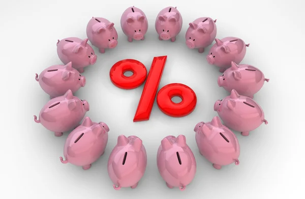 Piggybanks percent — Stock Photo, Image