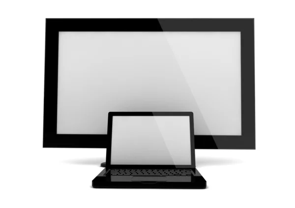 Plazma TV-vel és laptop — Stock Fotó