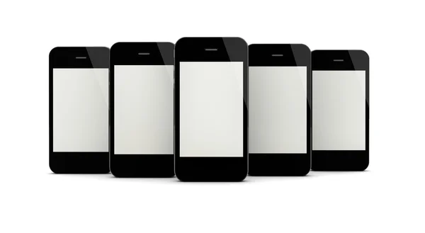 Vijf slimme telefoons — Stockfoto