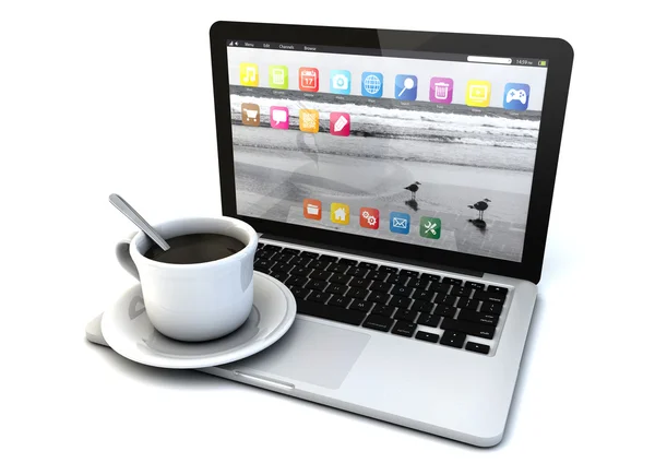 Computer and coffee — Stock Photo, Image